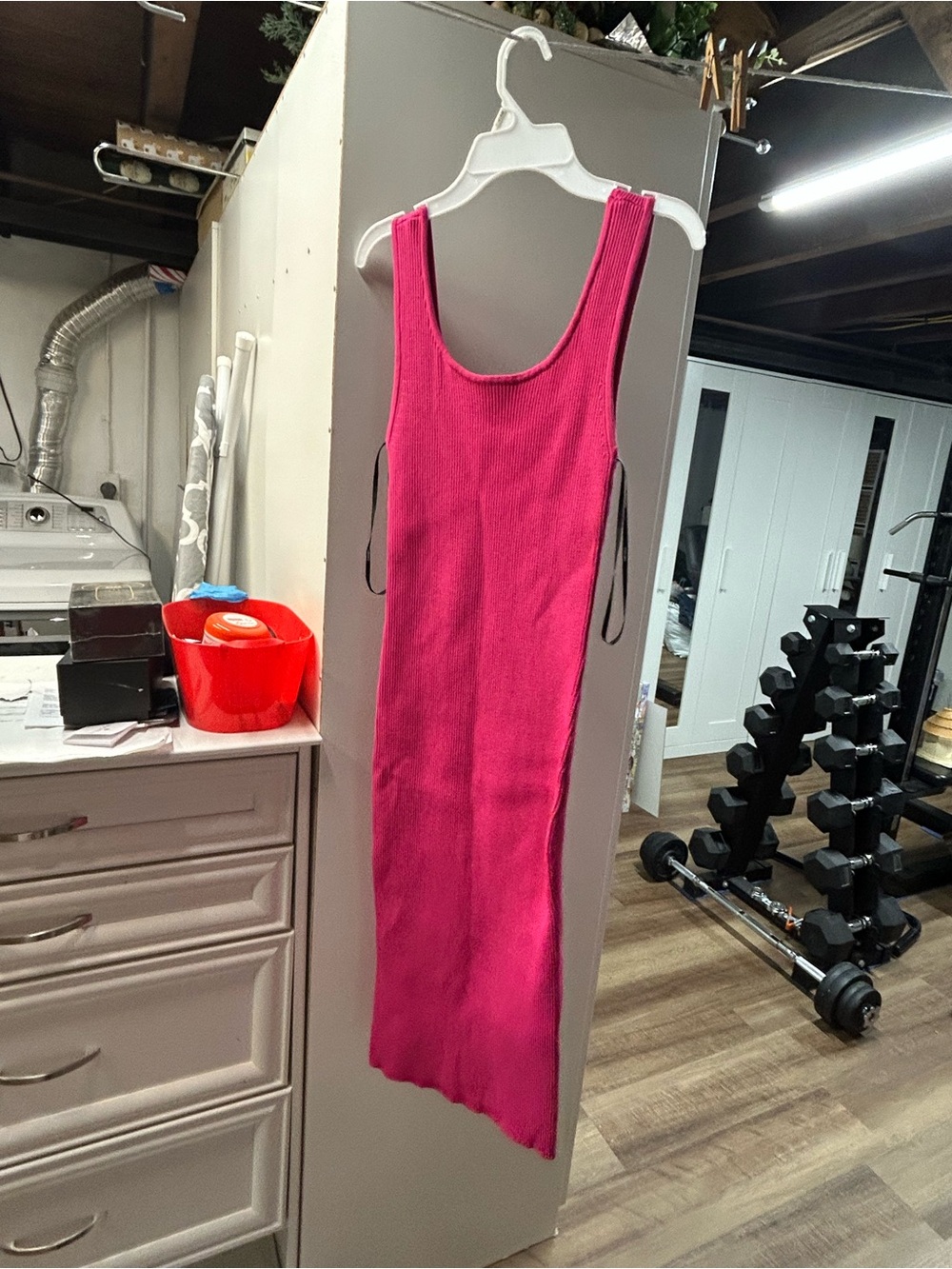 Pink midi ribbed dress